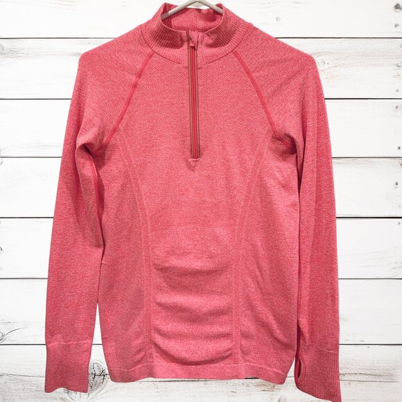 Athleta Fastest Track Half Zip Pullover Heathered Orange Athletic Top Sz Small - Picture 2 of 10